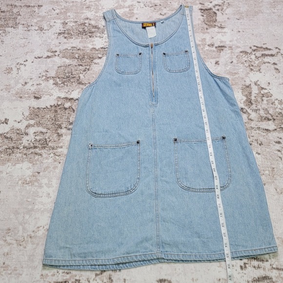 Vintage 90s Soft Girl Denim Zip Jumper Medium Coastal Dress Y2K Cottage - Picture 7 of 10